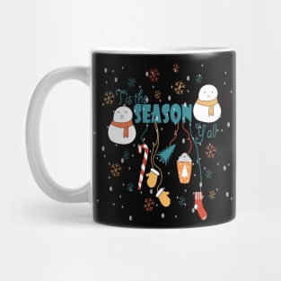 Tis the Season New Year Snowman tree Vibes coffee Love Cute Holiday Gift Mug